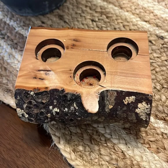 Rustic Wooden Candle Holders - Picture 2 of 3